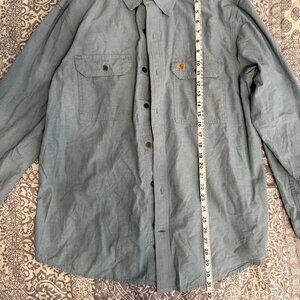 Carhartt Denim Shirt Men Large Blue Button Down Long Sleeve Casual Relaxed Fit